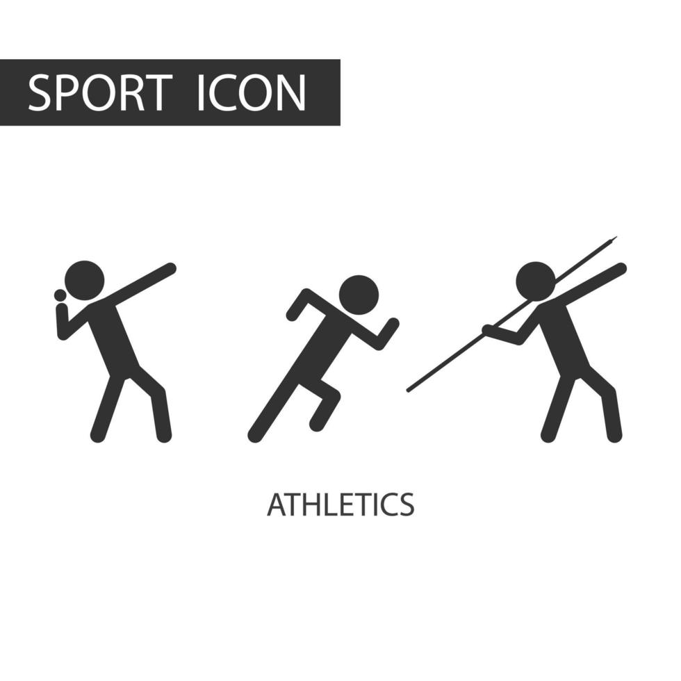 3 schwarzes Piktogramm des Leichtathletik-Sets. Sportarten, Piktogramm-Sportset. vektor