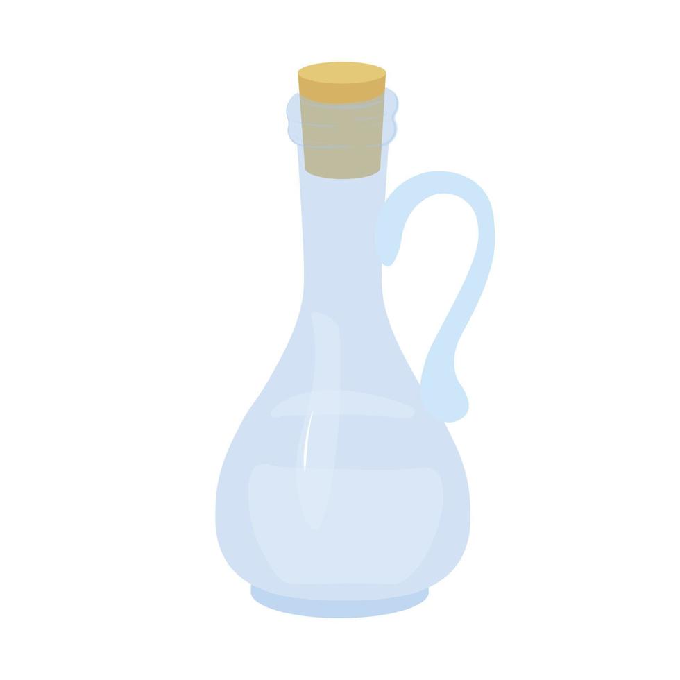 en flaska för vegetabiliska olja. vektor stock illustration. en glas karaff. isolerat på en vit bakgrund. keramisk servis.