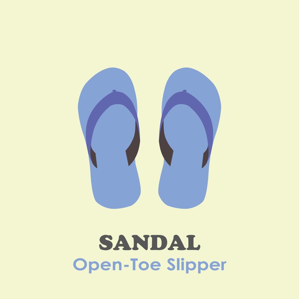 sandal eller öppen tå toffel på gul bakgrund platt vektor illustrationer