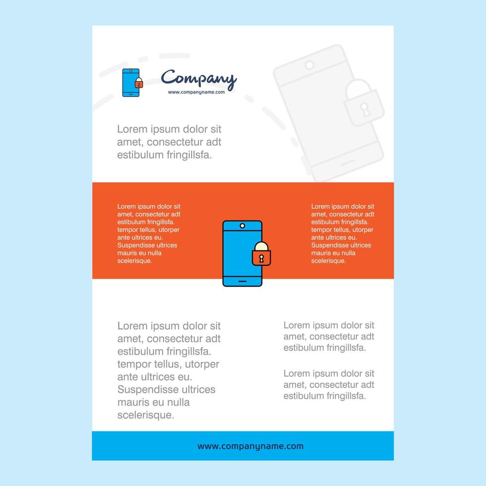 mall layout för telefon låst comany profil årlig Rapportera presentationer folder broschyr vektor bakgrund