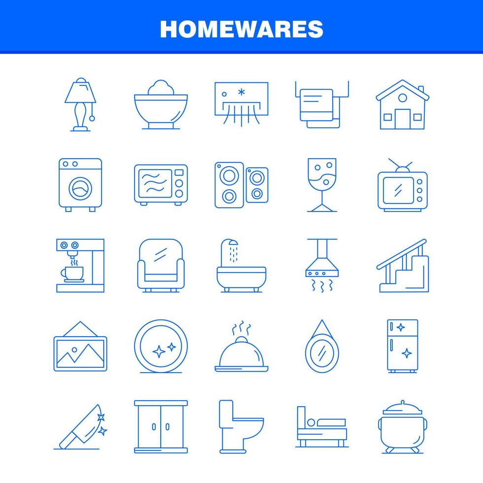 haushaltswaren zeilensymbole für infografiken mobiles uxui-kit und druckdesign umfassen geräte haushaltswaren hauspfanne badezimmermöbel symbolsatzvektor vektor