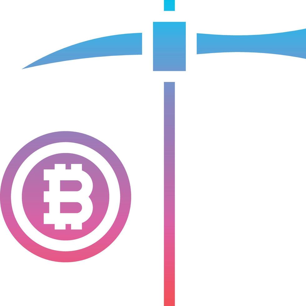 Bitcoin-Mining-Digitalcomputer - solides Symbol mit Farbverlauf vektor