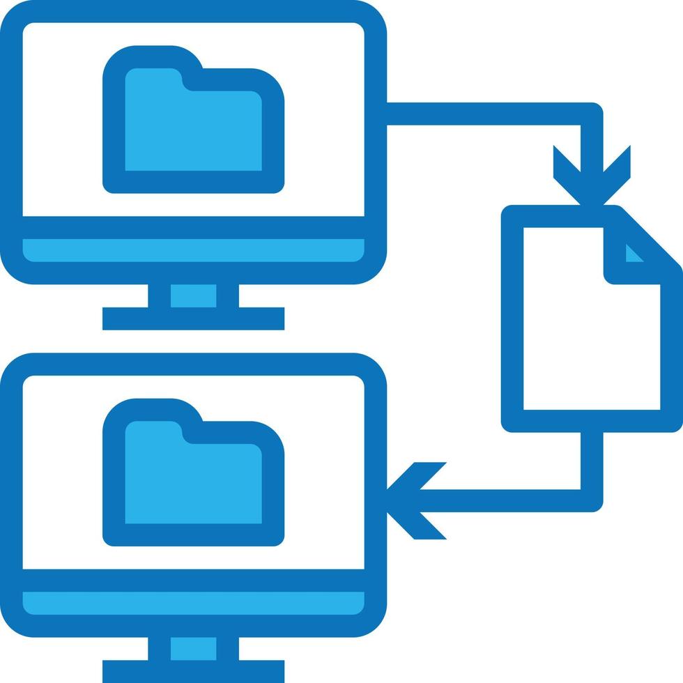 Dateiübertragung senden Netzwerk Multimedia - blaues Symbol vektor