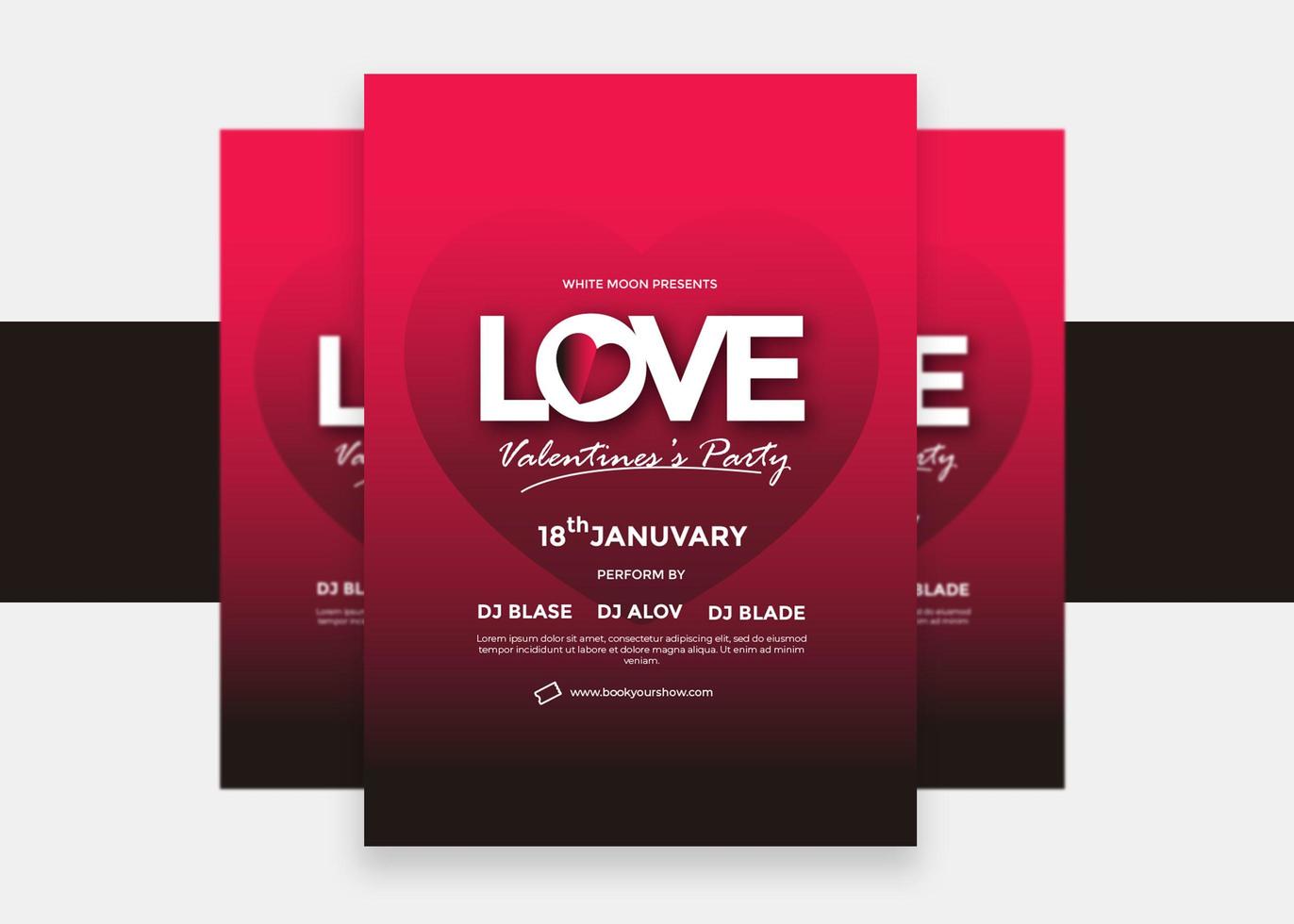 Valentinstag Liebe Party Flyer Design vektor