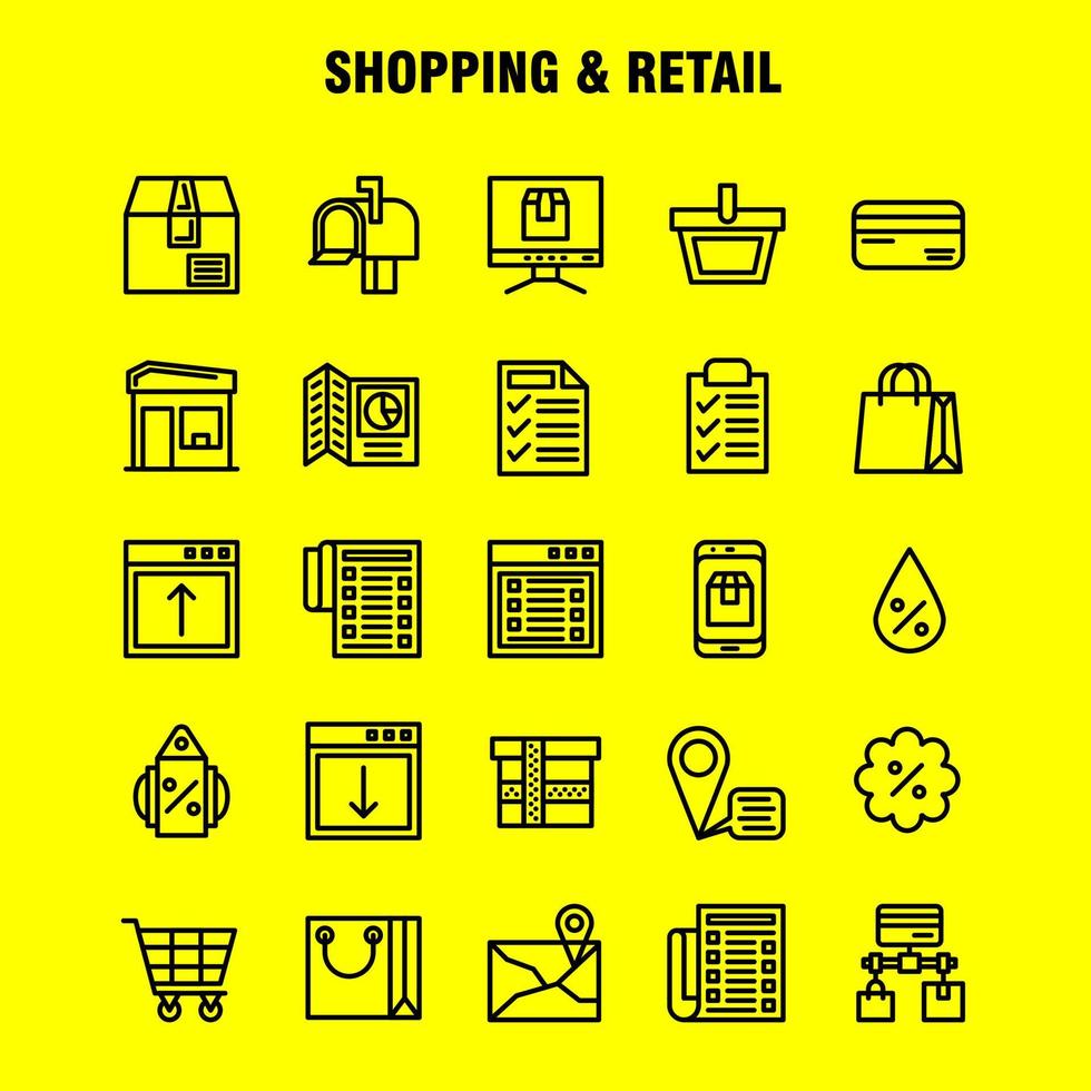 Shopping-Line-Icon-Pack für Designer und Entwickler Icons des Standort-Chats SMS-Shopping-Mail Mailbox-Shopping-Vektor vektor