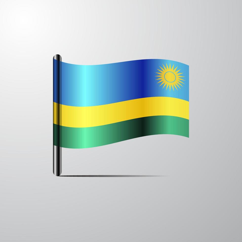 Ruanda winkt mit glänzendem Flaggendesign-Vektor vektor