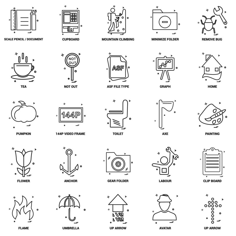 25 Business-Konzept-Mix-Linie-Icon-Set vektor