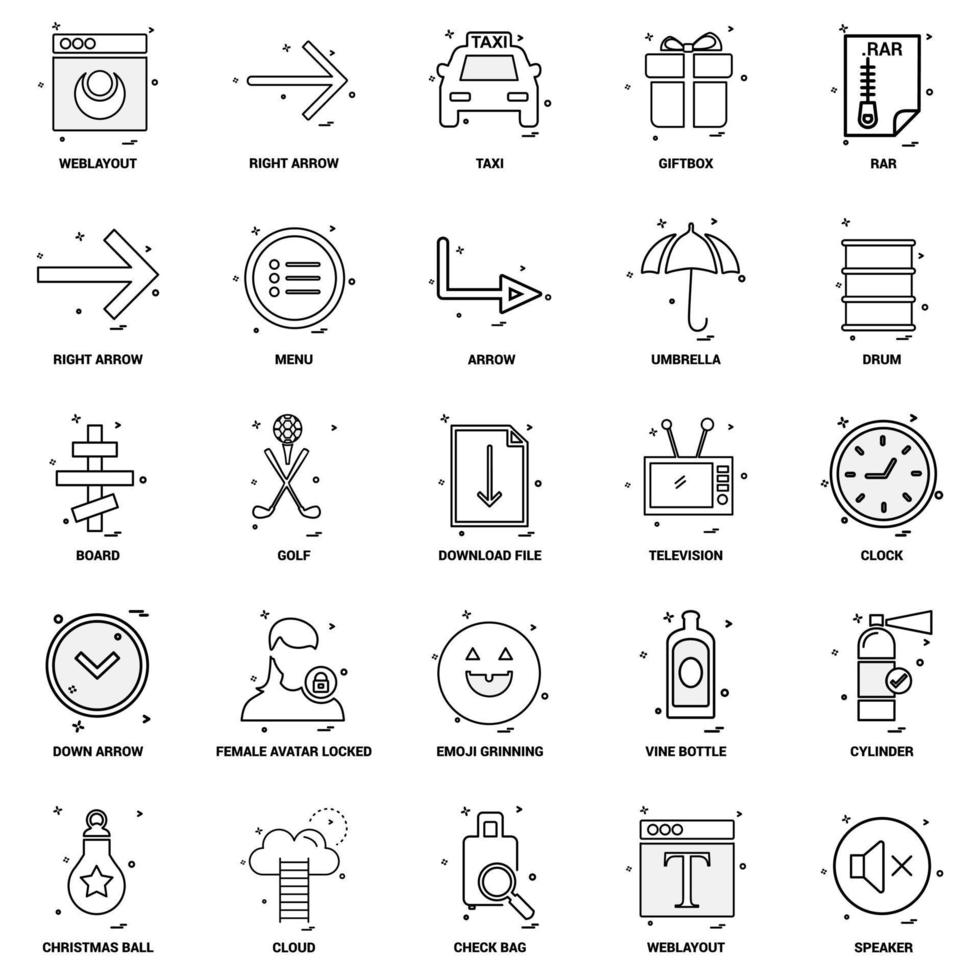 25 Business-Konzept-Mix-Linie-Icon-Set vektor