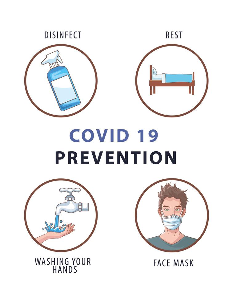 covid19 förebyggande metoder affisch infographic vektor