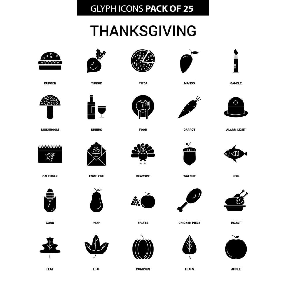 Thanksgiving-Glyphen-Vektor-Icon-Set vektor