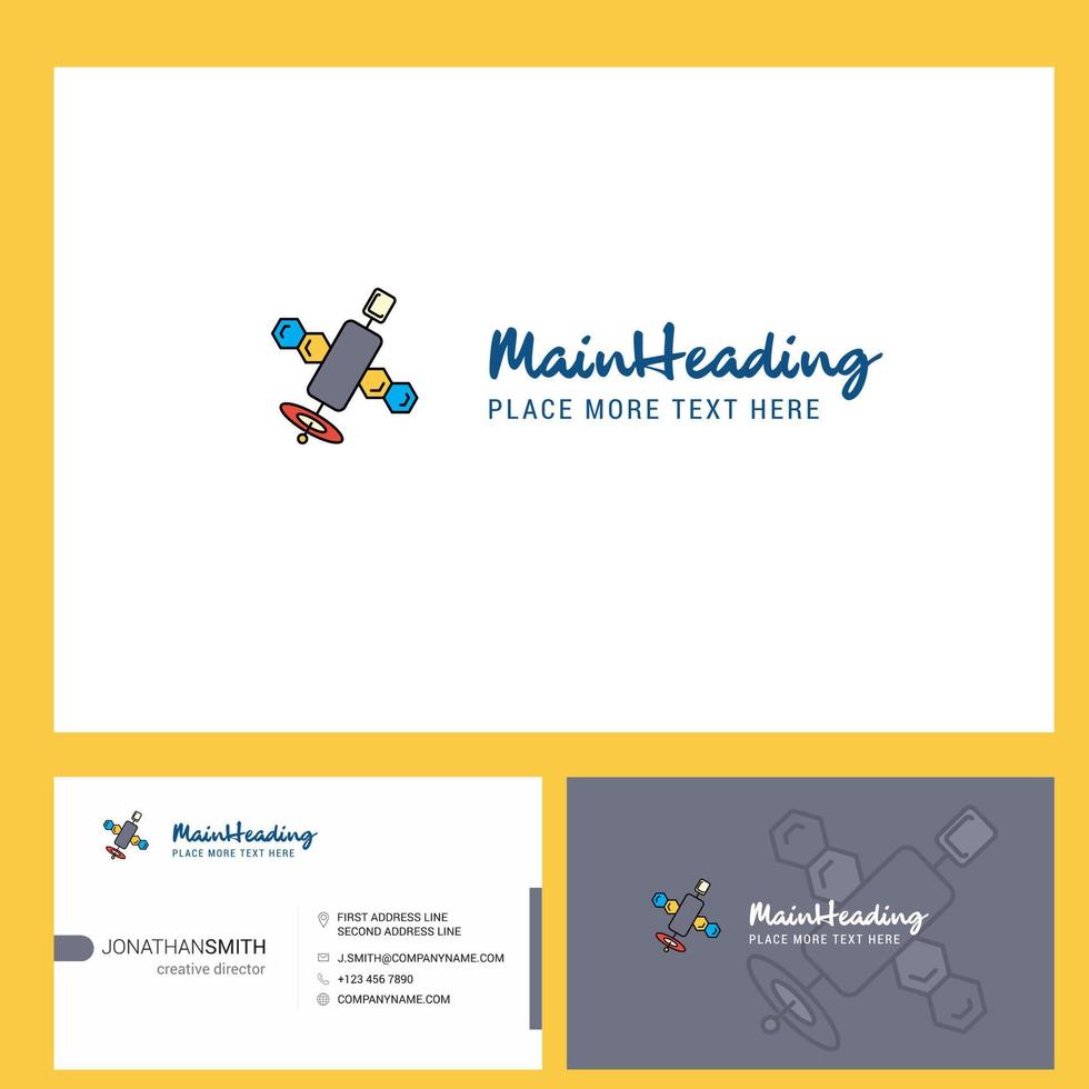 Satelliten-Logo-Design mit Slogan vorne und hinten Visitenkartenvorlage Vektor kreatives Design