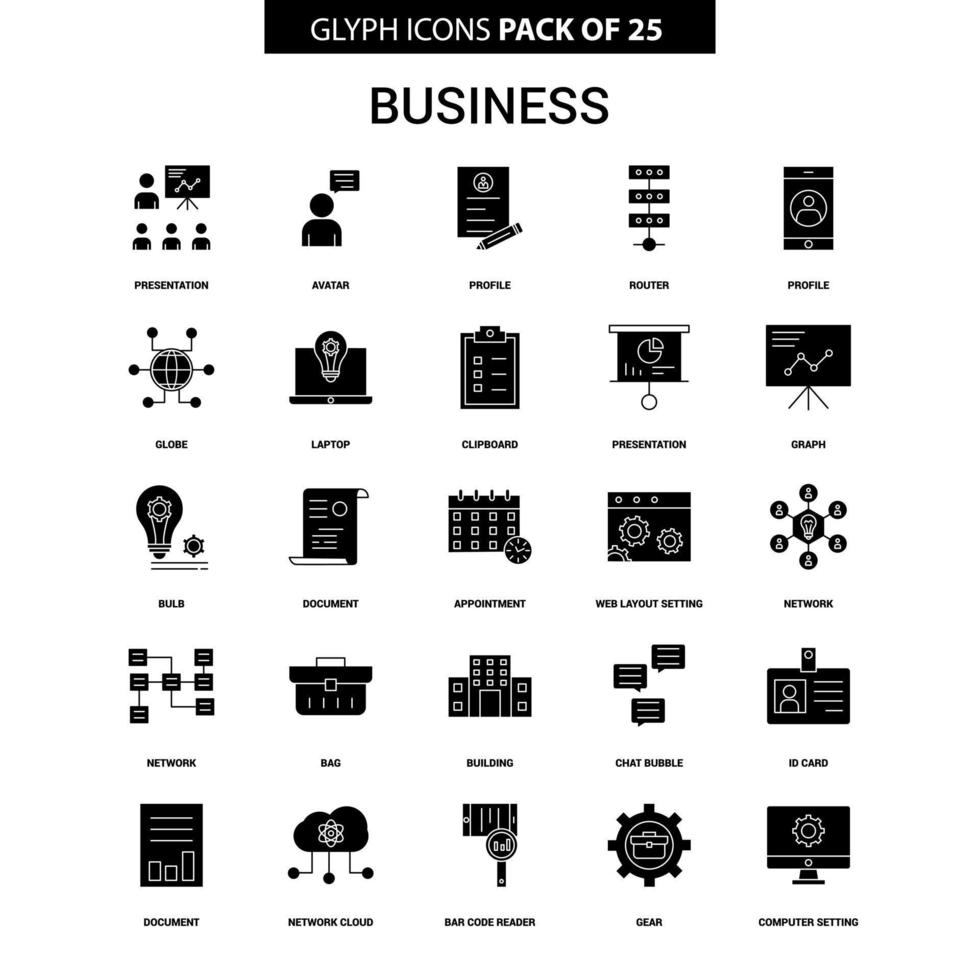 Business-Glyphen-Vektor-Icon-Set vektor