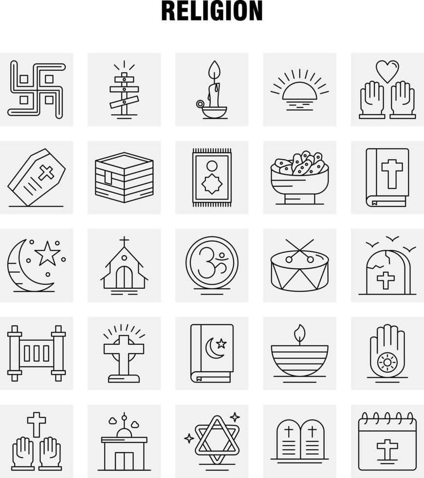 religion linje ikoner uppsättning för infographics mobil uxui utrustning och skriva ut design inkludera Kista högtider religion religion be kyrka muslim element ikon uppsättning vektor