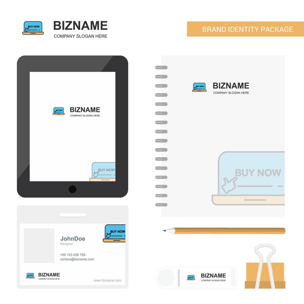 Online-Shopping Business Logo Tab App Tagebuch PVC Mitarbeiterkarte und USB-Marke stationäres Verpackungsdesign Vektorvorlage vektor