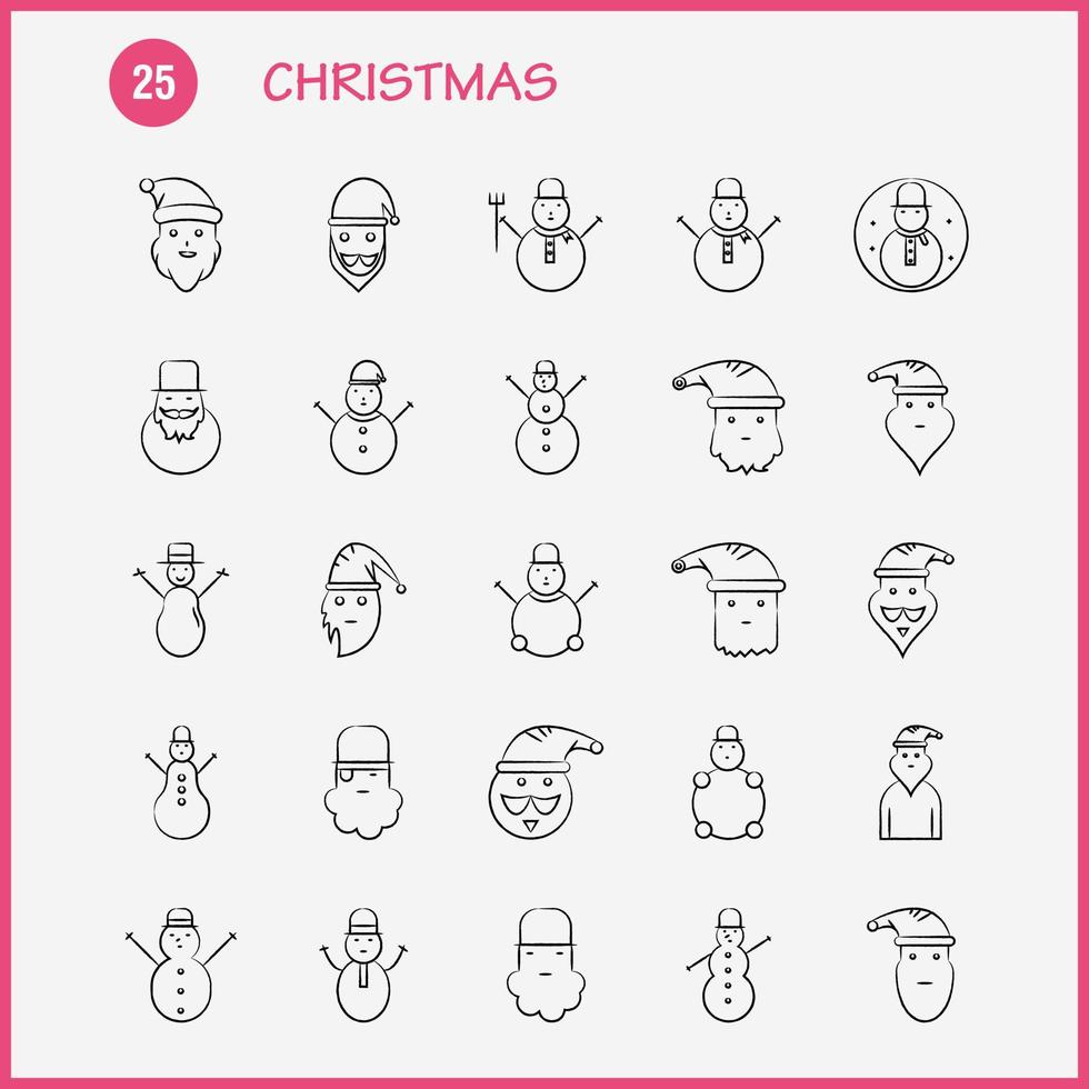 jul hand dragen ikoner uppsättning för infographics mobil uxui utrustning och skriva ut design inkludera dryck mat måltid kniv snögubbe jul vintrar festival samling modern infographic logotyp och bild vektor