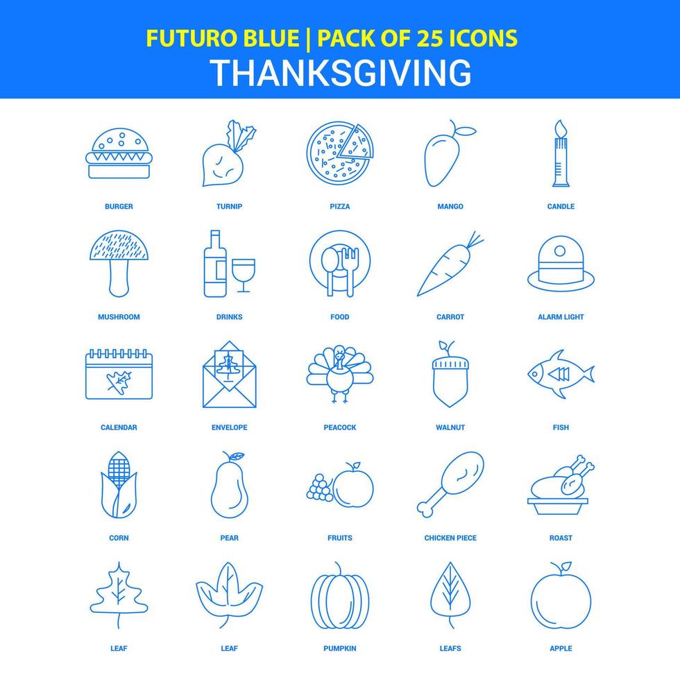 Thanksgiving-Icons Futuro Blue 25 Icon Pack vektor