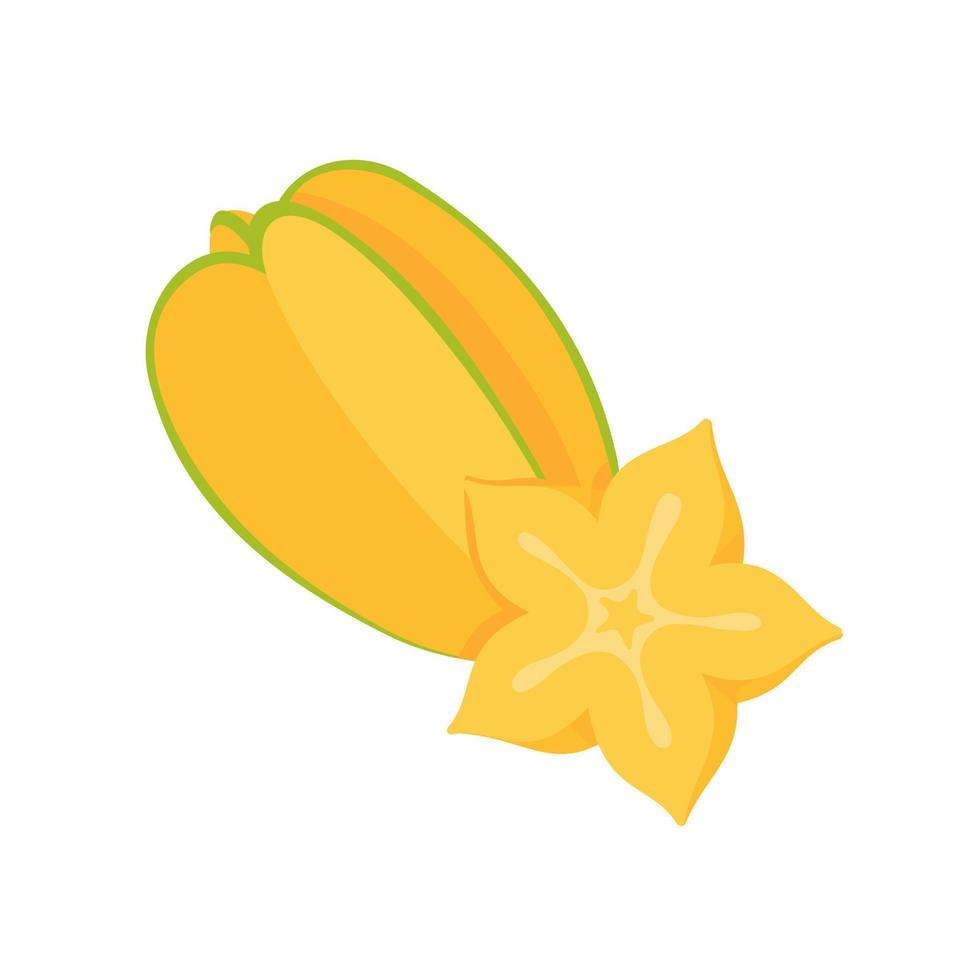 Karambolen-Vektor. Sternförmige gelbe Frucht vektor