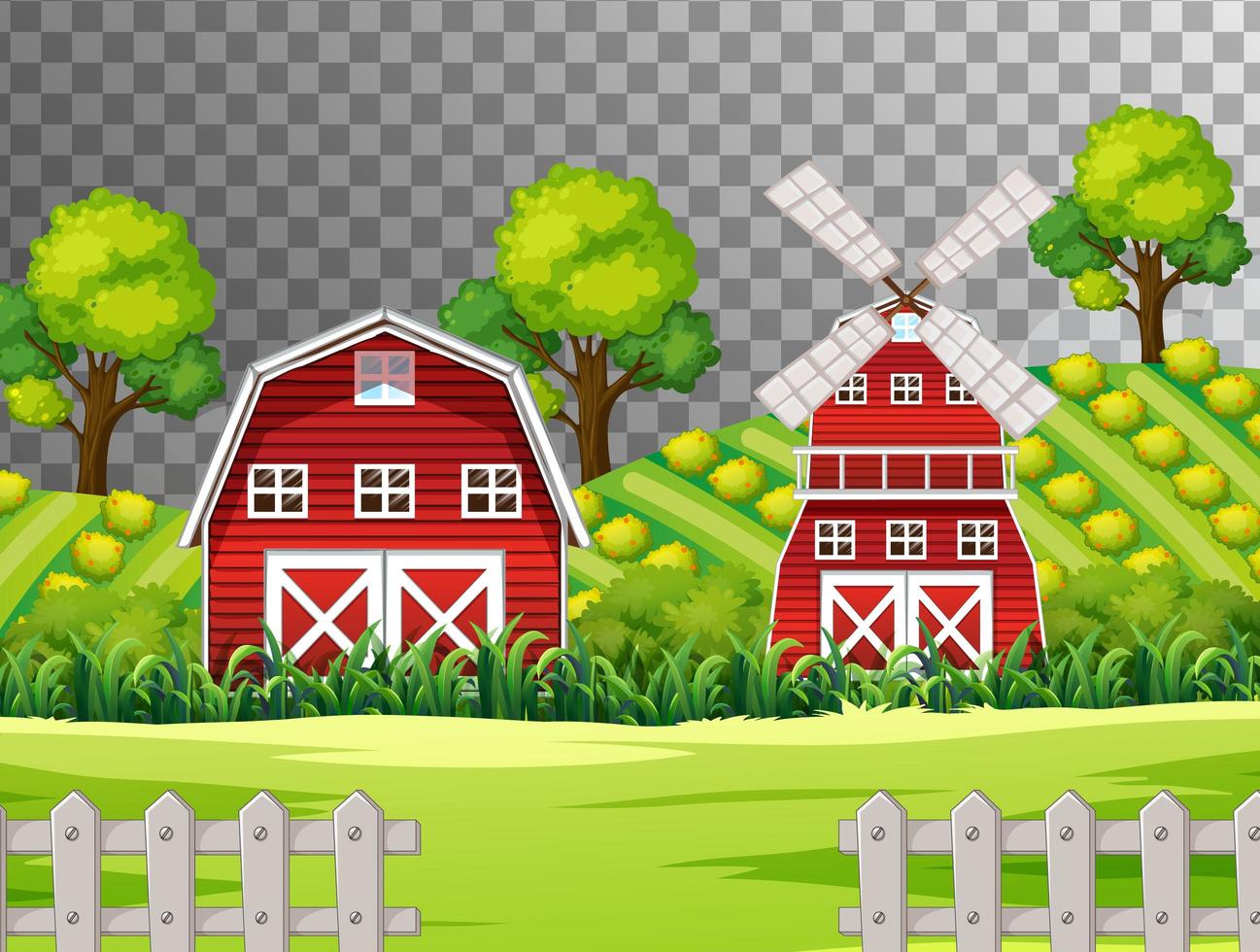 Bauernhof mit roter Scheune und Windmühle vektor