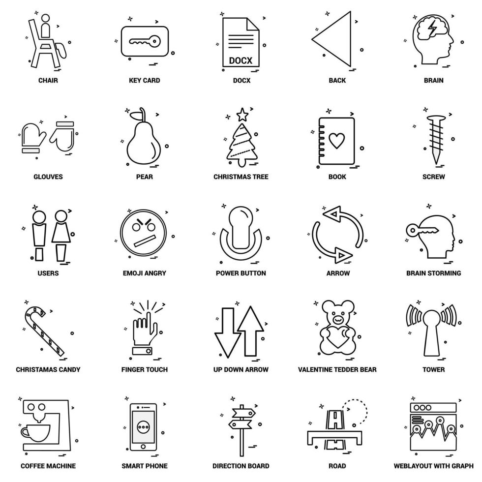 25 Business-Konzept-Mix-Linie-Icon-Set vektor