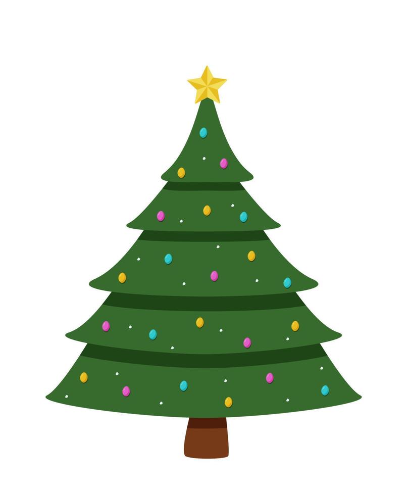 Der Weihnachtsbaum wird traditionell mit Spielzeug und Girlanden geschmückt. Vektor-Illustration Symbol für Weihnachten und Neujahr. vektor