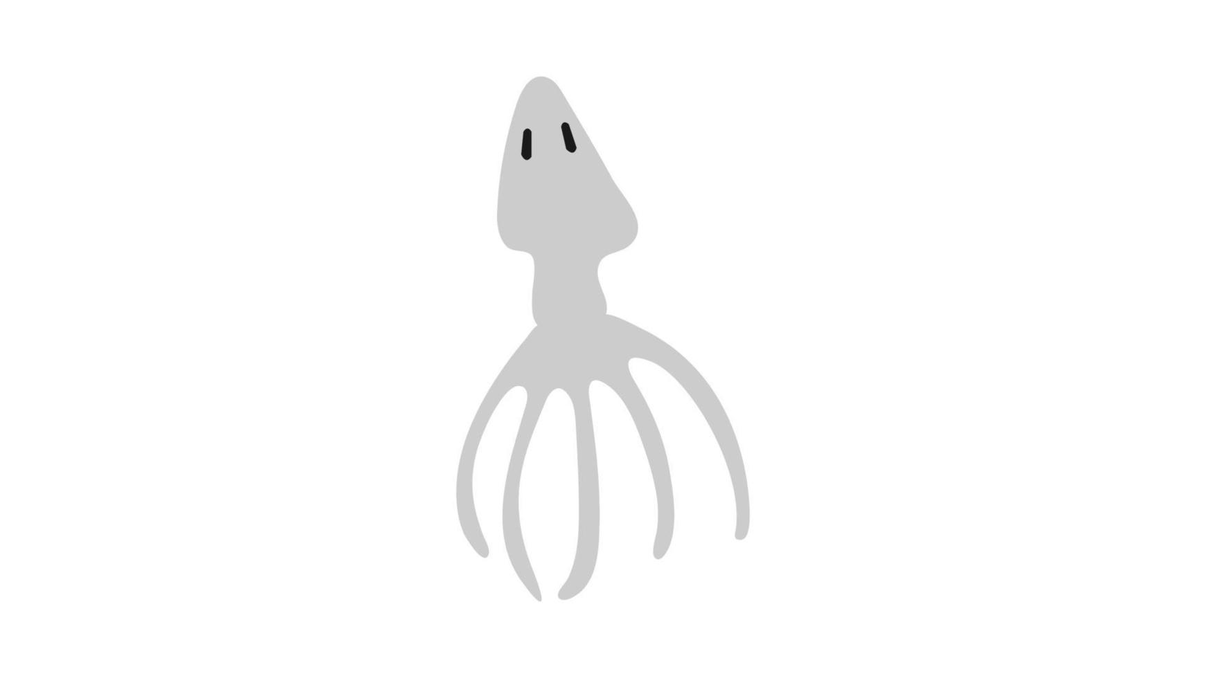 bläckfisk djur- tecknad serie karaktär isolerat på vit bakgrund vektor
