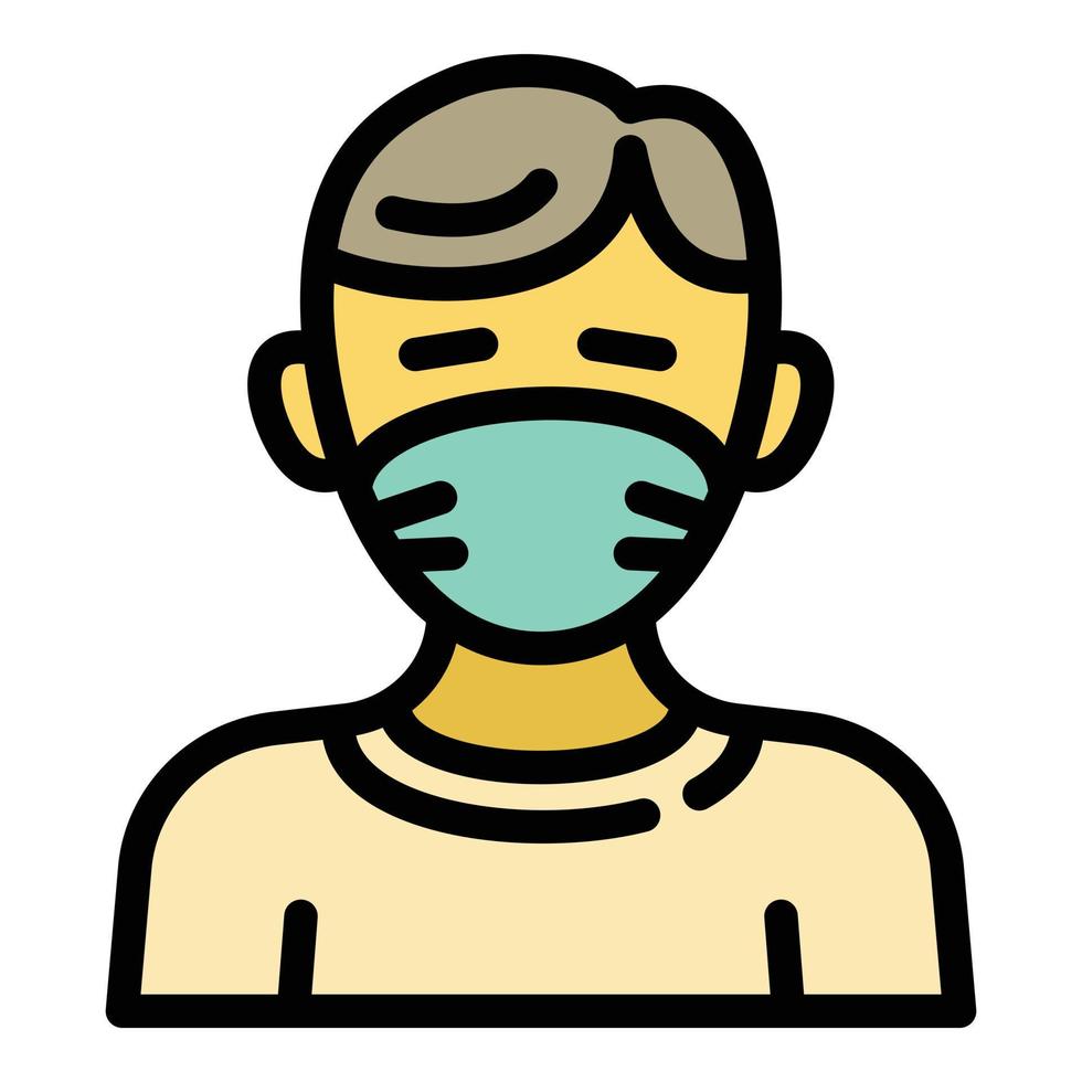 unge ha på sig medicinsk mask ikon, översikt stil vektor
