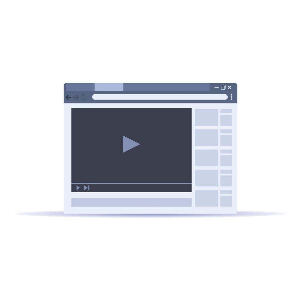 browser video spela ikon, tecknad serie stil vektor