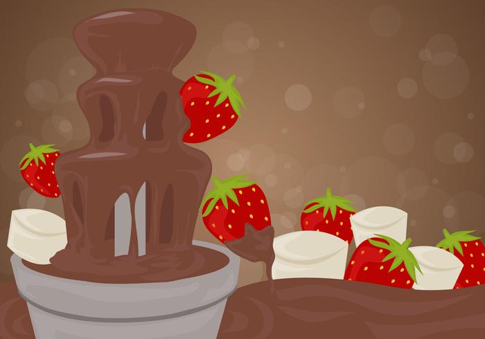 Choklad fontän bakgrund med jordgubbar vektor