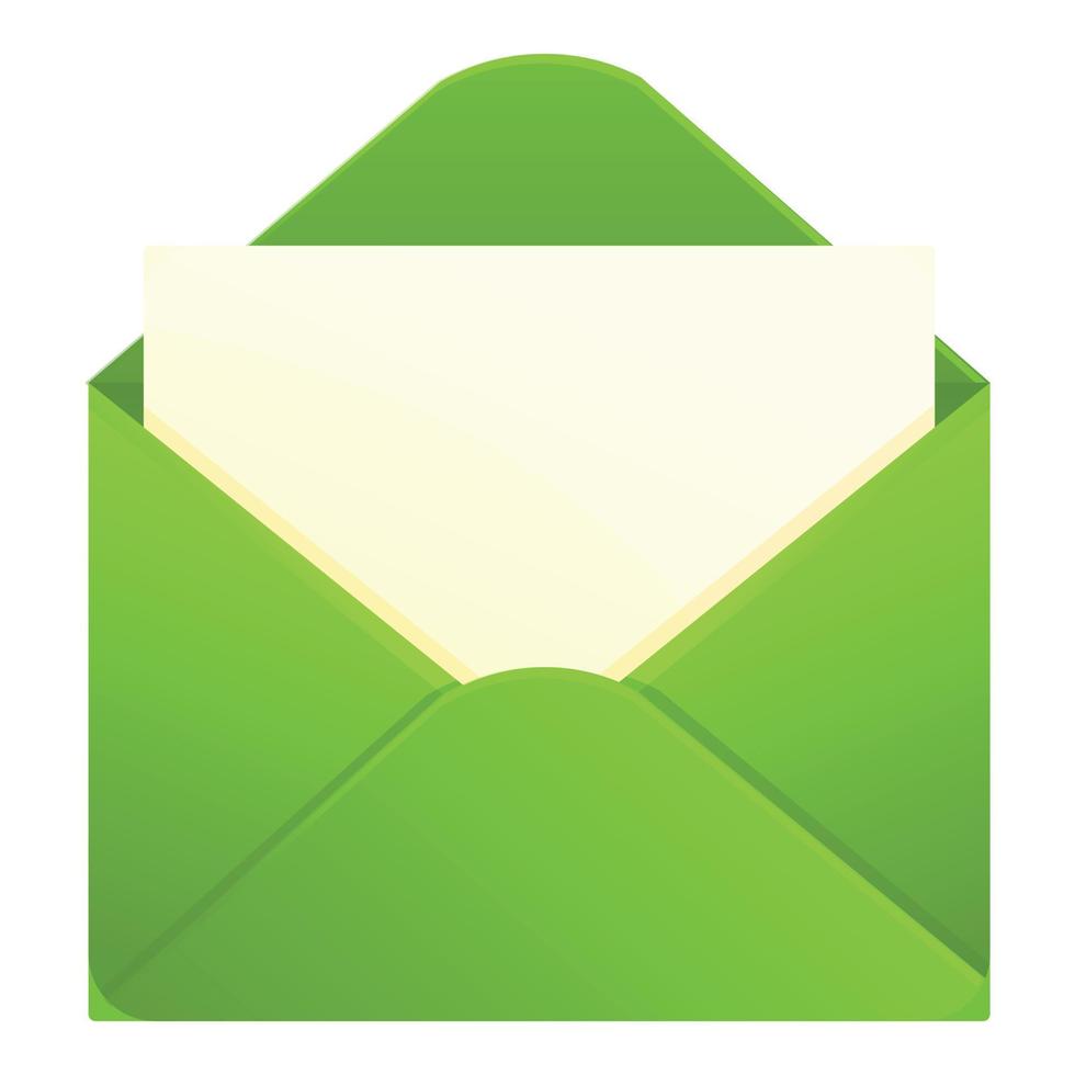 grön kuvert ikon, tecknad serie stil vektor