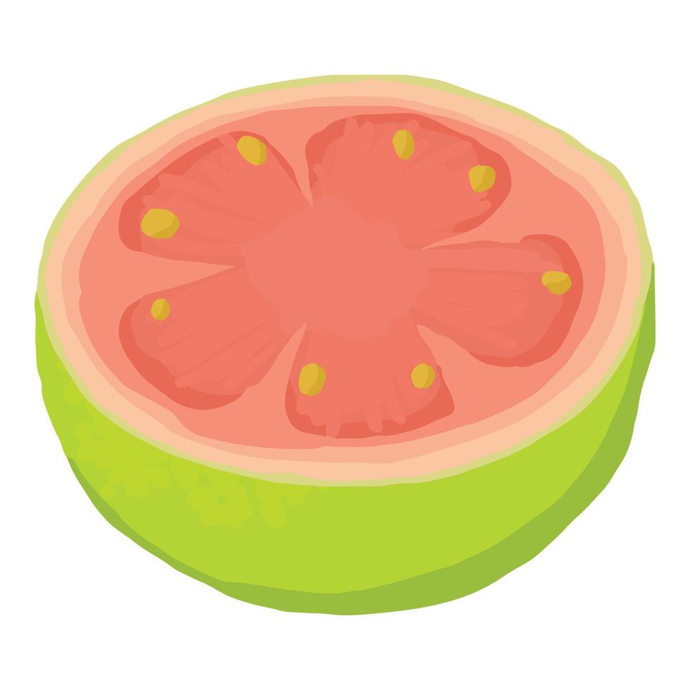 halv guava ikon, isometrisk stil vektor