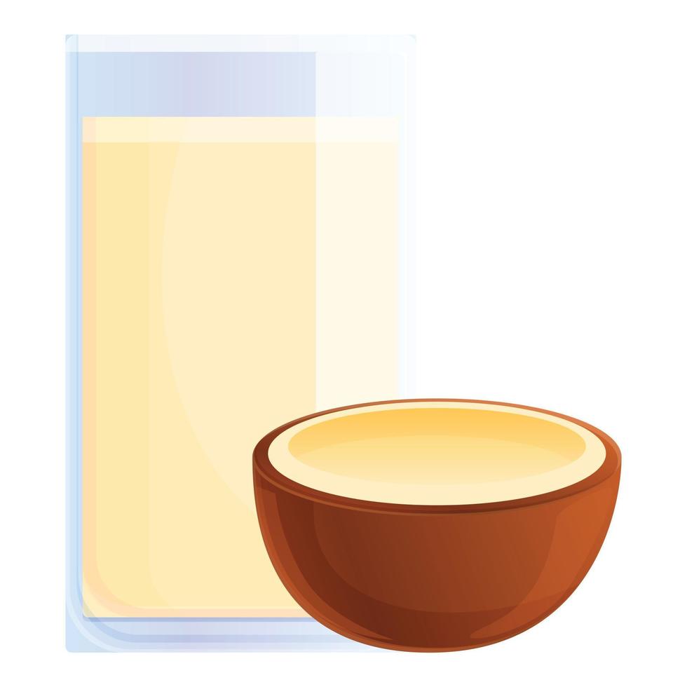 Kokosnusssaft-Glas-Symbol, Cartoon-Stil vektor