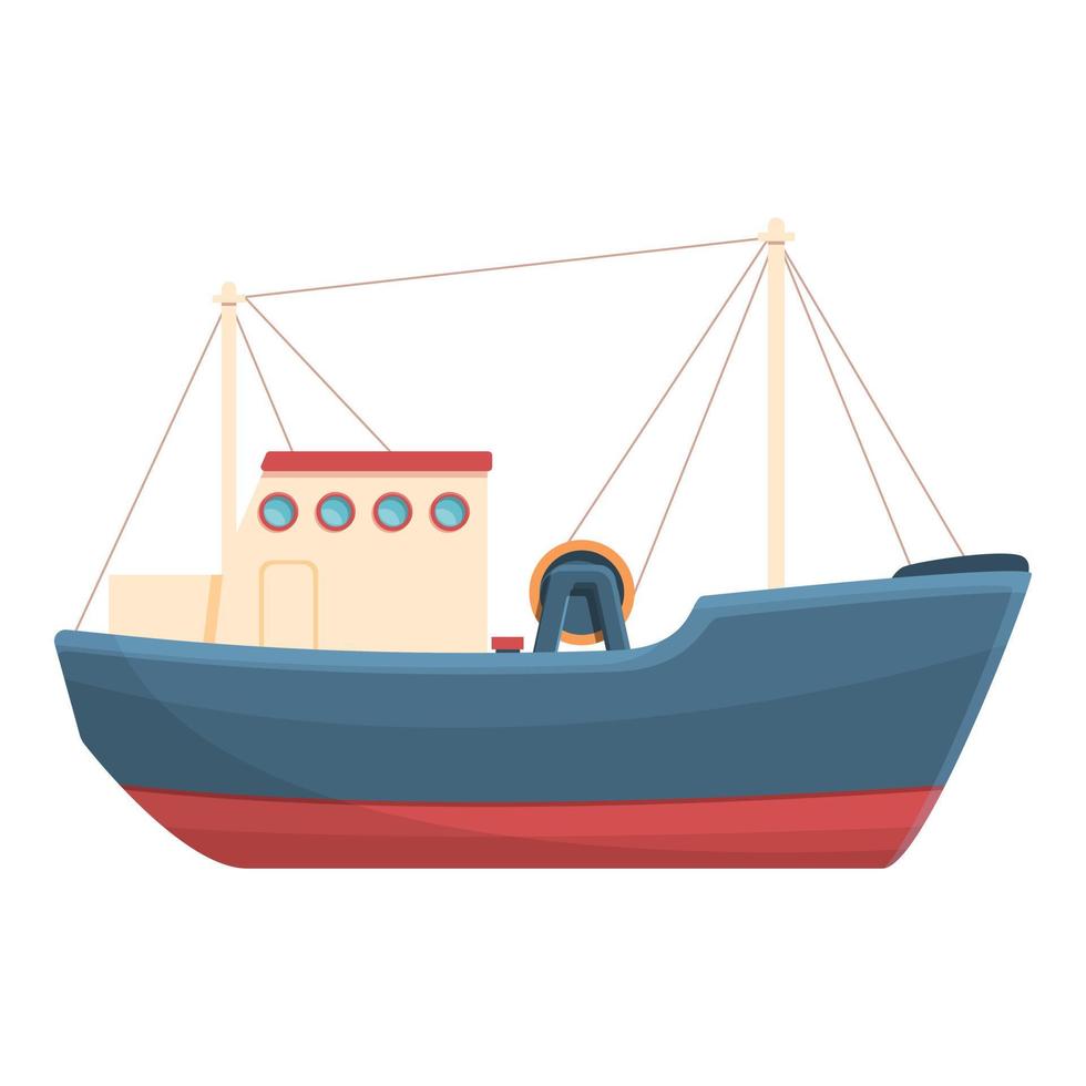 modisches Fischerboot-Symbol, Cartoon-Stil vektor