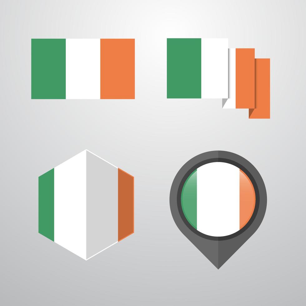 irland flagga design uppsättning vektor