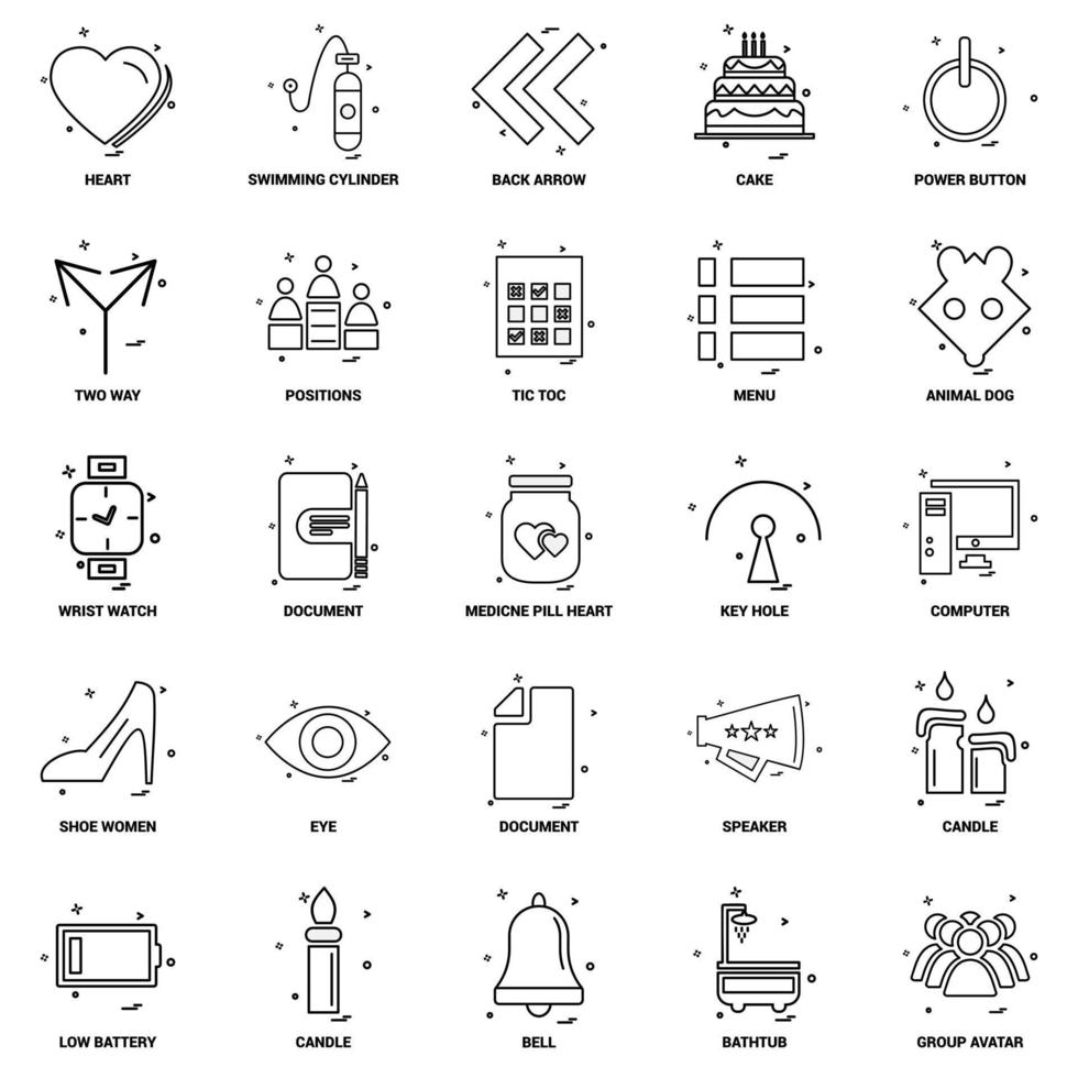 25 Business-Konzept-Mix-Linie-Icon-Set vektor