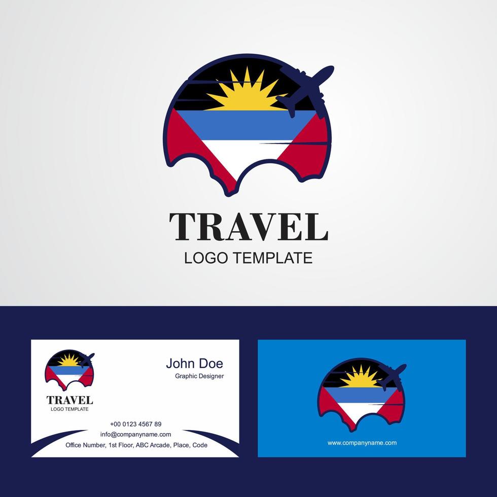 reisen antigua und barbuda flaggenlogo und visitenkartendesign vektor