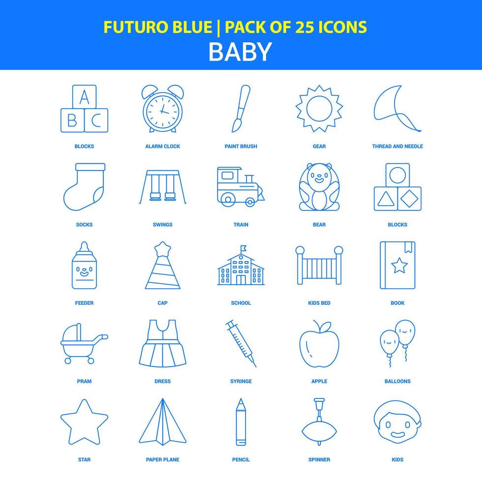 Baby-Icons Futuro Blau 25 Icon Pack vektor