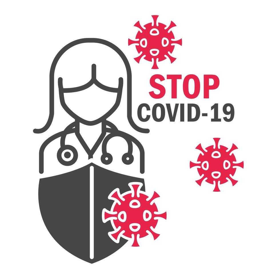 Stop Covid-19 mit Piktogrammzeichen vektor