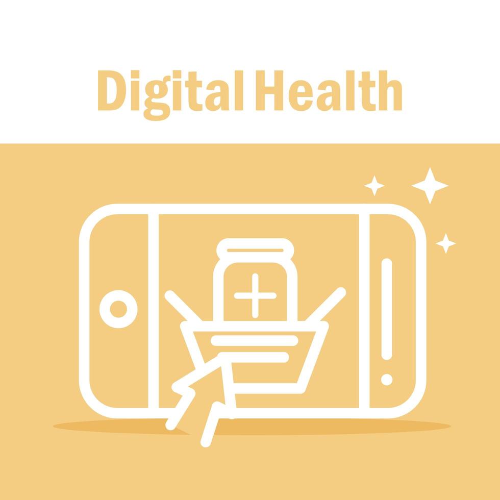digitales Gesundheitsbanner mit Smartphone-Piktogramm vektor