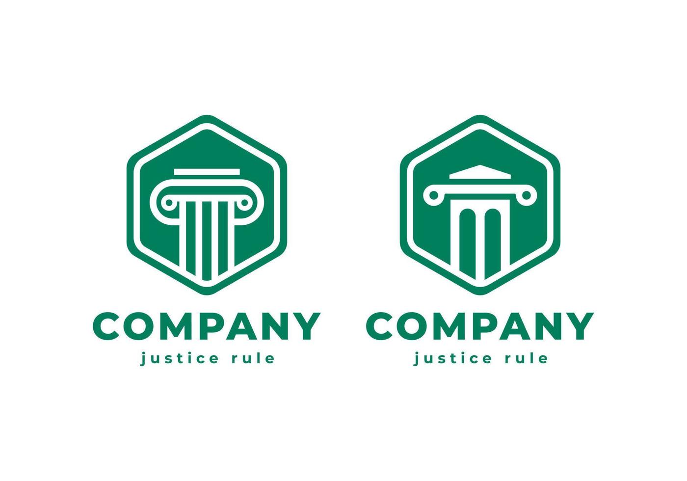 rättvisa lag fast sexhörning pelare kolumn logotyp design inspiration vektor