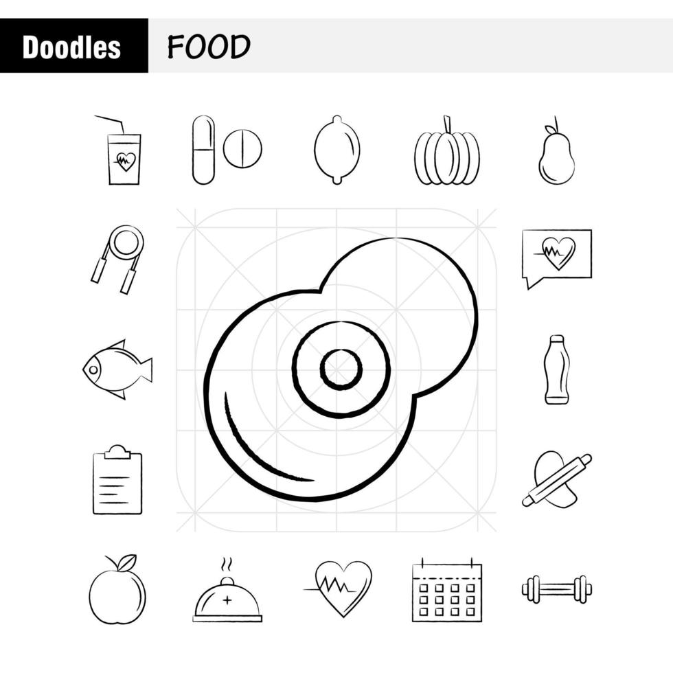 mat hand dragen ikon för webb skriva ut och mobil uxui utrustning sådan som dryck glas hjärta slå medicinsk medicin piller läkemedel piktogram packa vektor