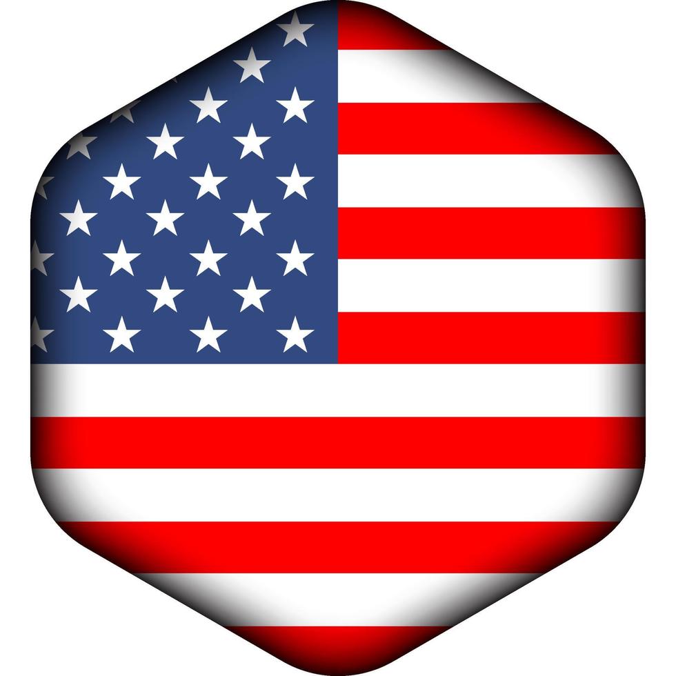 amerikanische Flaggensymbol-Polygon-Vektorillustration, Abzeichen mit Präge- oder 3D-Effekt vektor