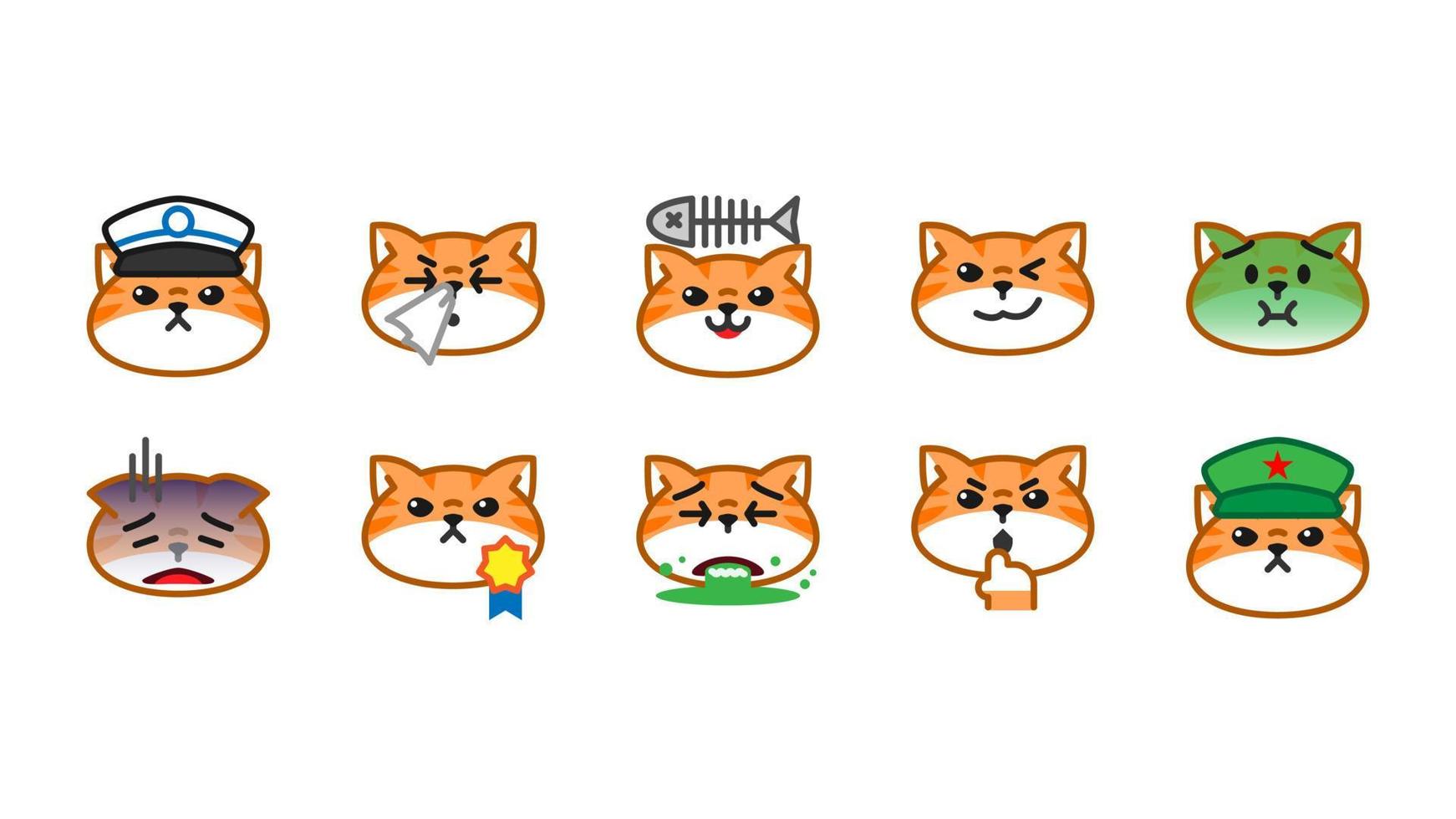 söt orange katt emoji. katt ansikten uttryck vektor
