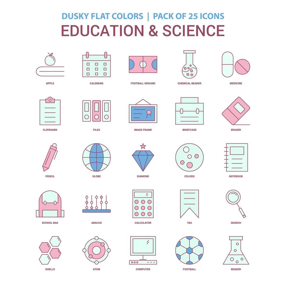 utbildning och vetenskap ikon dunkel platt Färg årgång 25 ikon packa vektor