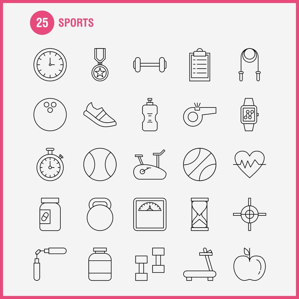 sporter linje ikon för webb skriva ut och mobil uxui utrustning sådan som basketboll basketboll boll boll spel sporter tilldela medalj piktogram packa vektor