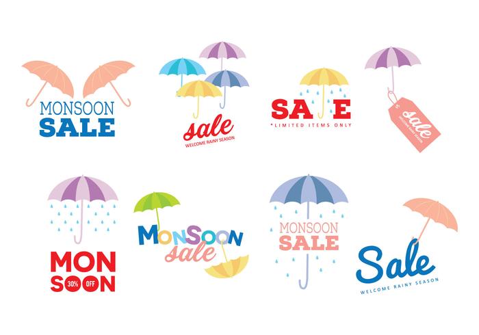 Monsun Sale vektor Etiketter