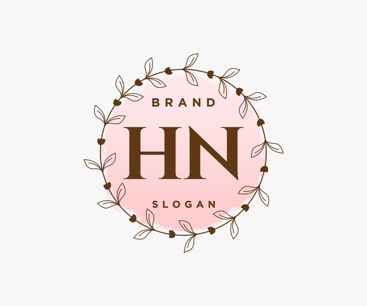 första hn feminin logotyp. användbar för natur, salong, spa, kosmetisk och skönhet logotyper. platt vektor logotyp design mall element.