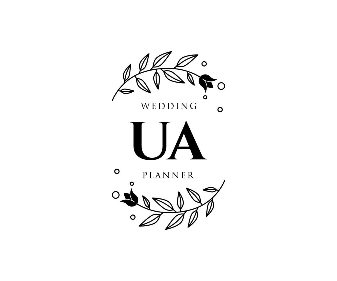 u initialen brief hochzeit monogramm logos sammlung, handgezeichnete moderne minimalistische und florale vorlagen für einladungskarten, save the date, elegante identität für restaurant, boutique, café im vektor