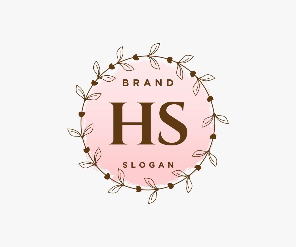 första hs feminin logotyp. användbar för natur, salong, spa, kosmetisk och skönhet logotyper. platt vektor logotyp design mall element.
