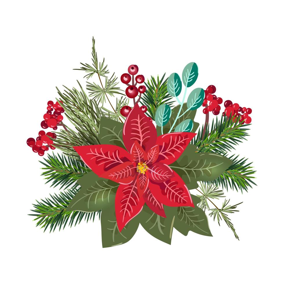 Frohe Weihnachten Blumenstrauß Design-Element vektor