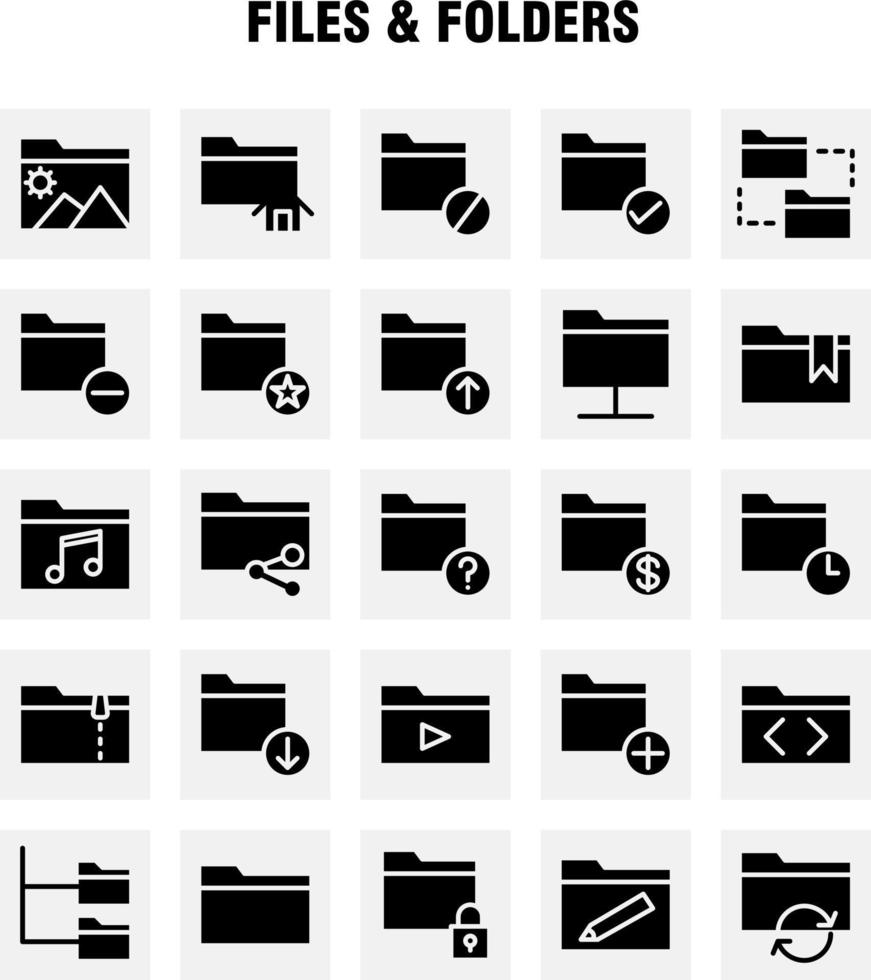 Dateien und Ordner solides Glyphen-Icon-Pack für Designer und Entwickler Symbole von Ordner verbinden Netzwerkdateien Ordner bearbeiten Bleistift schreiben Vektor